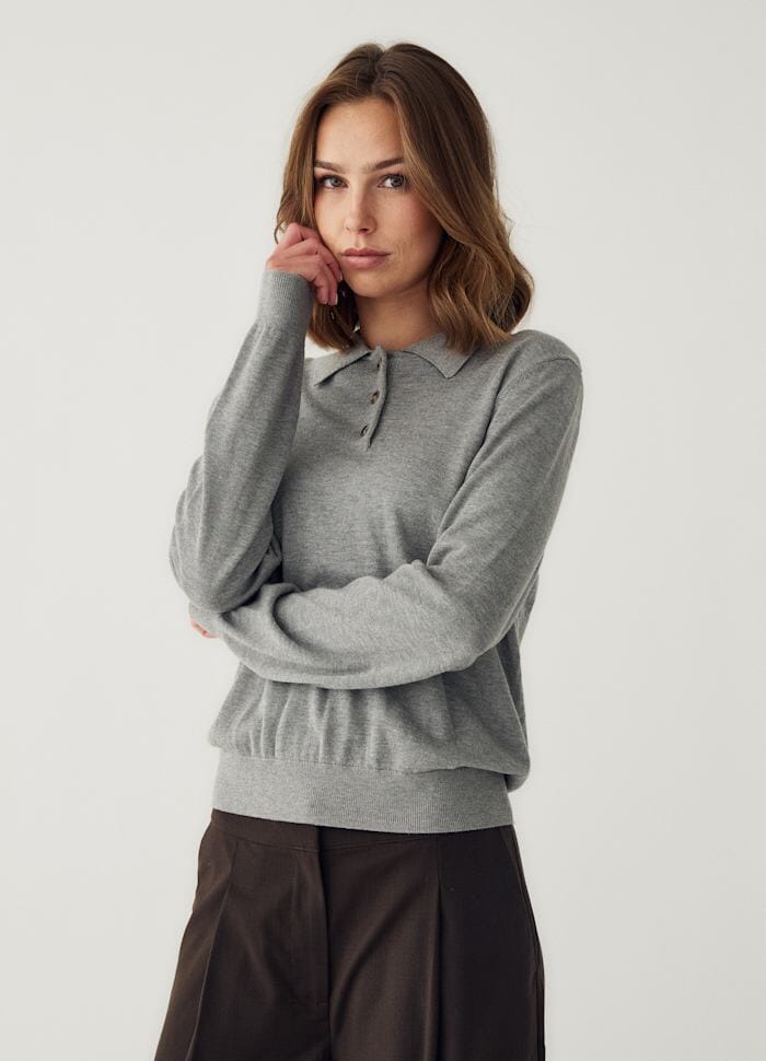 Noella - N-Maxine Knit 14990001 - 972 - Medium Grey Mel. Strikbluser 