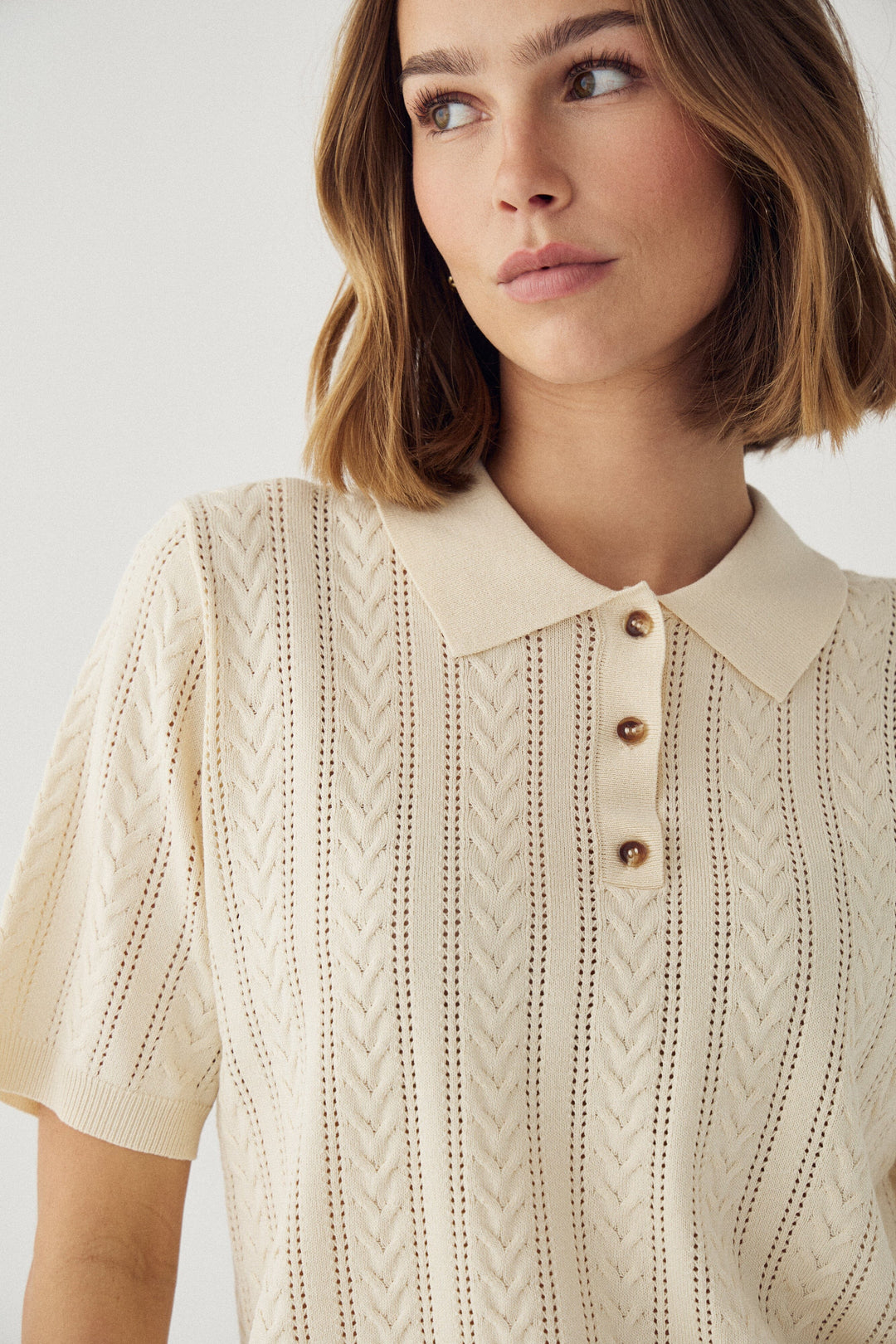 Noella - N-Mecca Knit Polo 15830001 - 974 - Ivory Strikbluser 