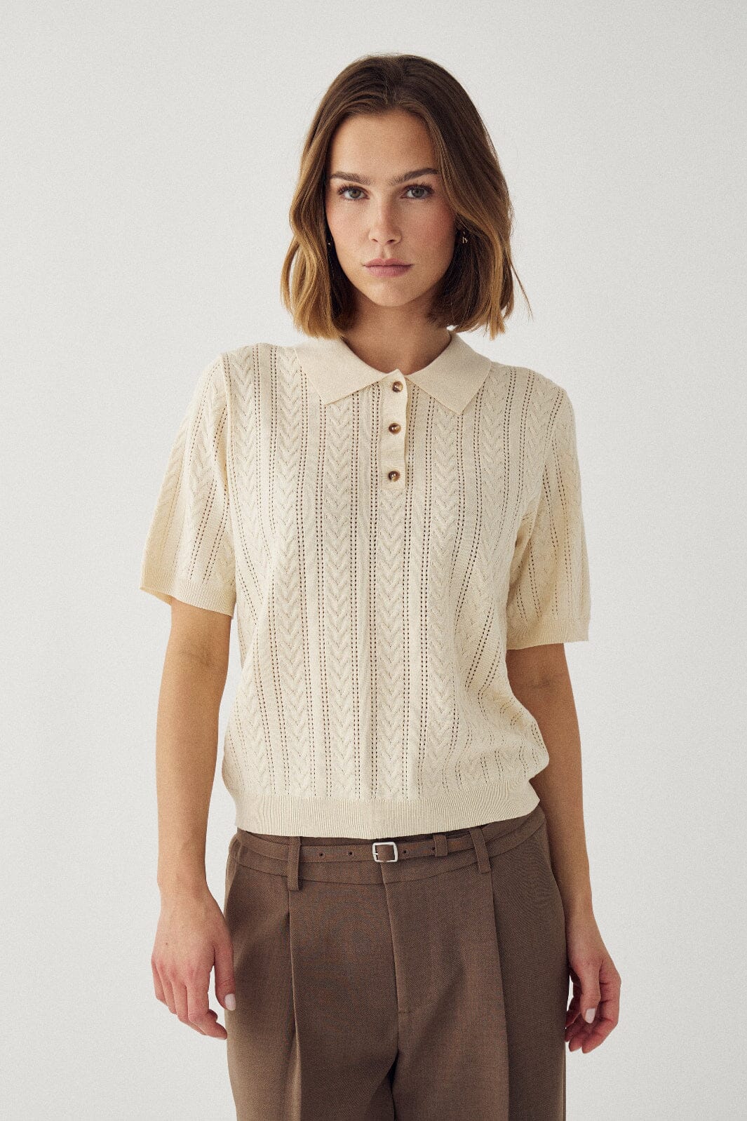 Noella - N-Mecca Knit Polo 15830001 - 974 - Ivory Strikbluser 