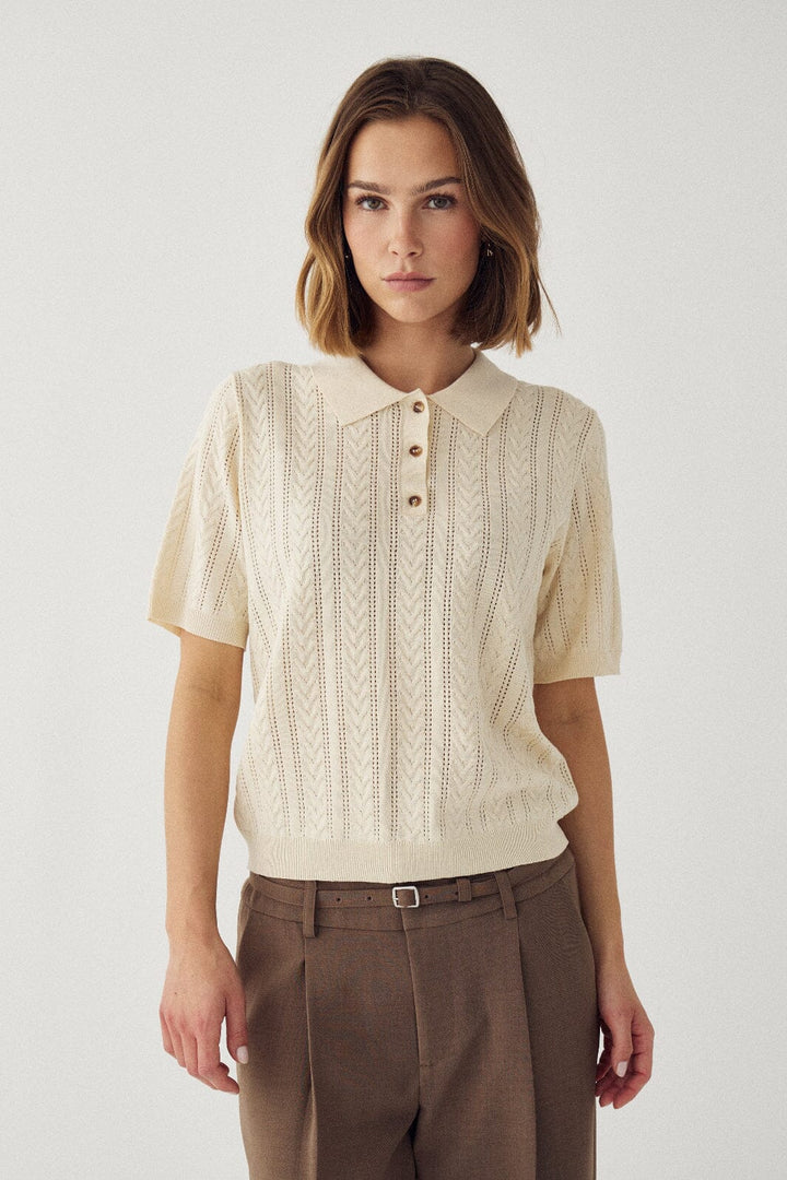 Noella - N-Mecca Knit Polo 15830001 - 974 - Ivory Strikbluser 