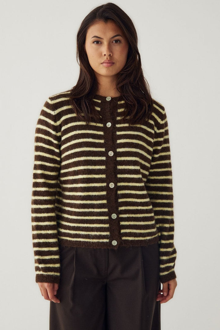 Noella - N-Mertice Knit Cardigan 16570002 - 1536 - Brown Yellow Stripe Cardigans 
