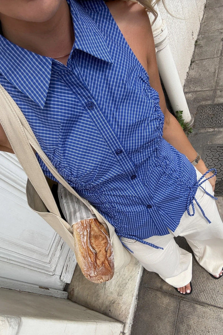 Noella - N-Micaiah Blouse 15590001 - 1458 - Davy Blue Check Bluser 
