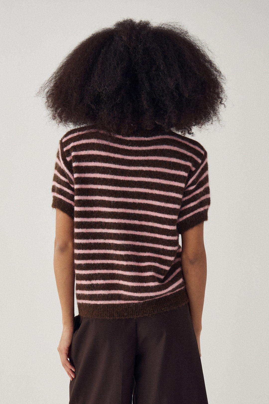 Noella - N-Monikah Ss Knit 16570003 - 1537 - Brown Rose Stripe Strikbluser 