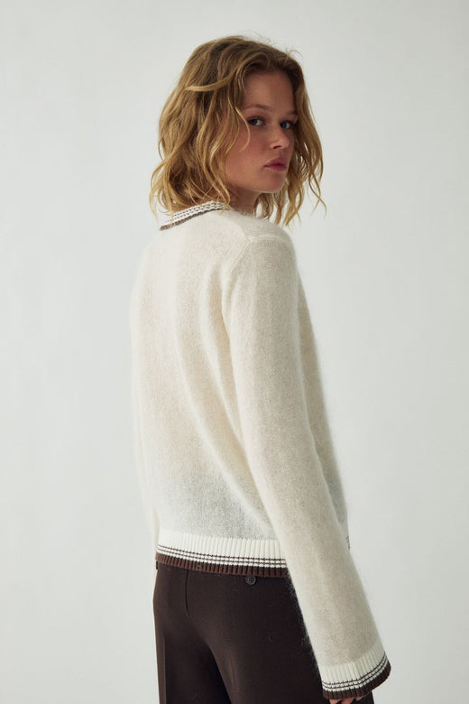 Noella - N-Nattie Knit Cardigan 16400003 - 1502 - Ivory Brown Cardigans 
