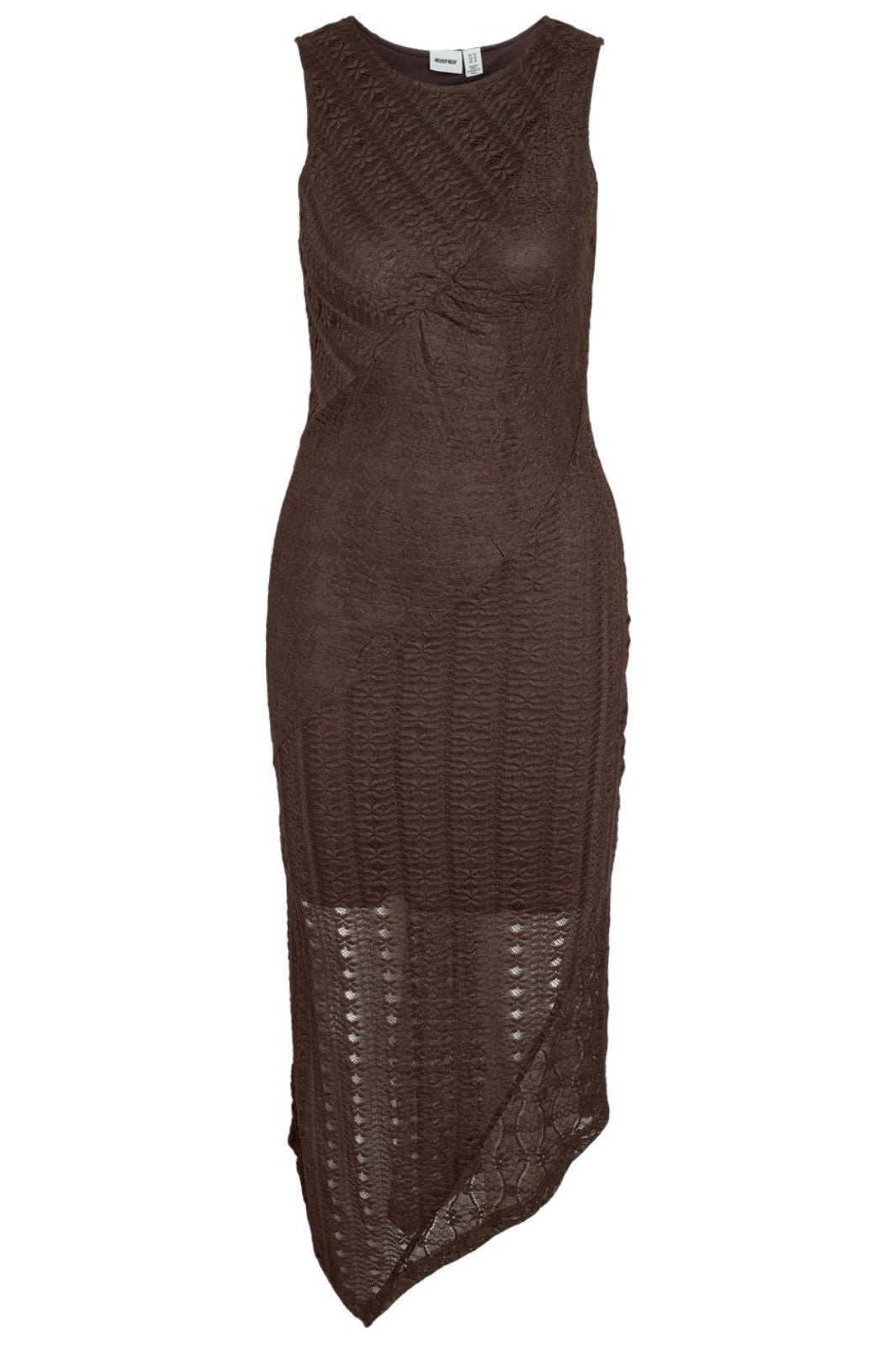 Noisy May - Nmbailey S/L Lace Assym Dress - 5122651 Chocolate Brown