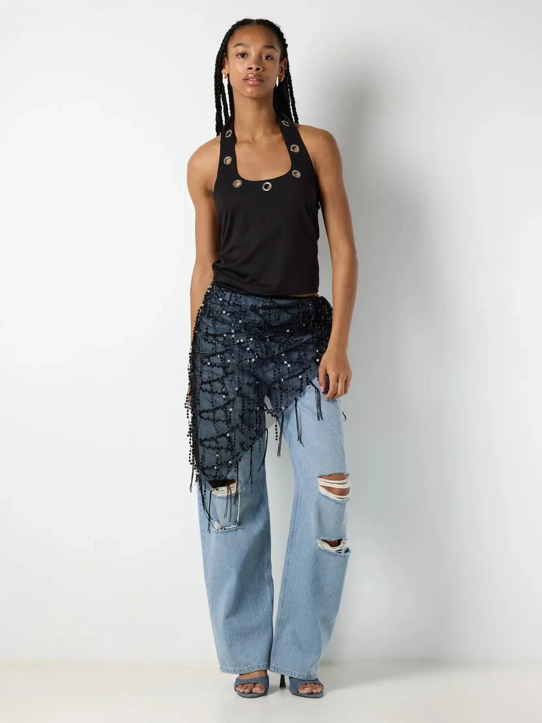 Noisy May - Nmdazzle Sequin Wrap Skirt - 5190931 Black Black Sequins Nederdele 