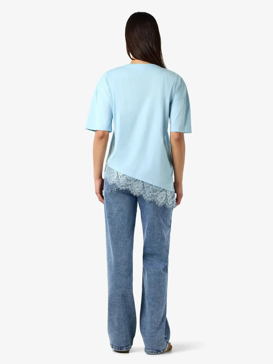 Noisy May - Nmeasy Lace Detail S/S T-Shirt /Tnt - 5141561 Cerulean Dtm Lace T-shirts 