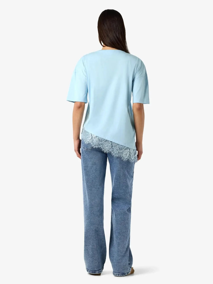 Noisy May - Nmeasy Lace Detail S/S T-Shirt /Tnt - 5141561 Cerulean Dtm Lace T-shirts 
