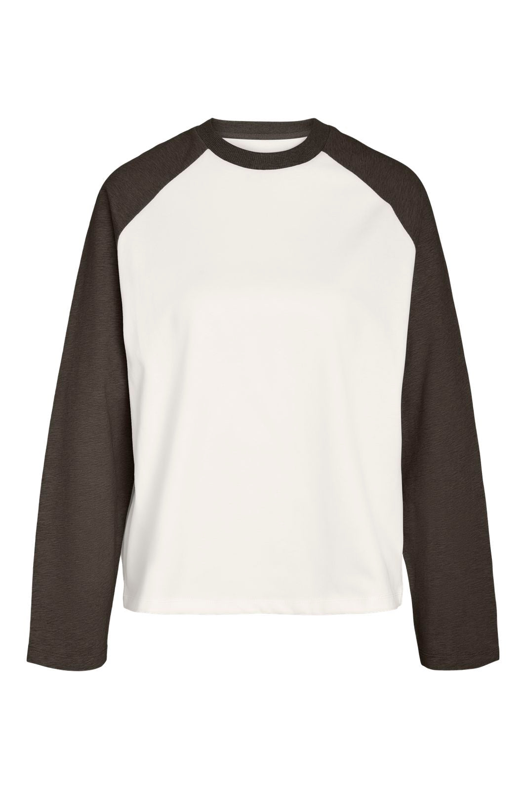 Noisy May - Nmember L/S Raglan Colorblock Top - 5209794 Snow White Demitase Contrast