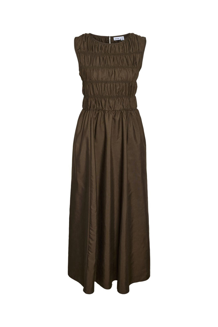 Noisy May - Nmfjola L/S Midi Smock Dress - 5086504 Chocolate Brown