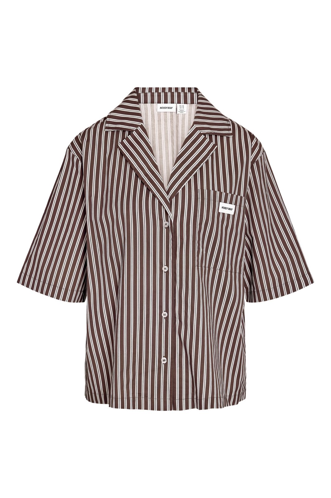 Noisy May - Nmfrida 2/4 Stripe Button Shirt - 5191105 Chocolate Brown Birch