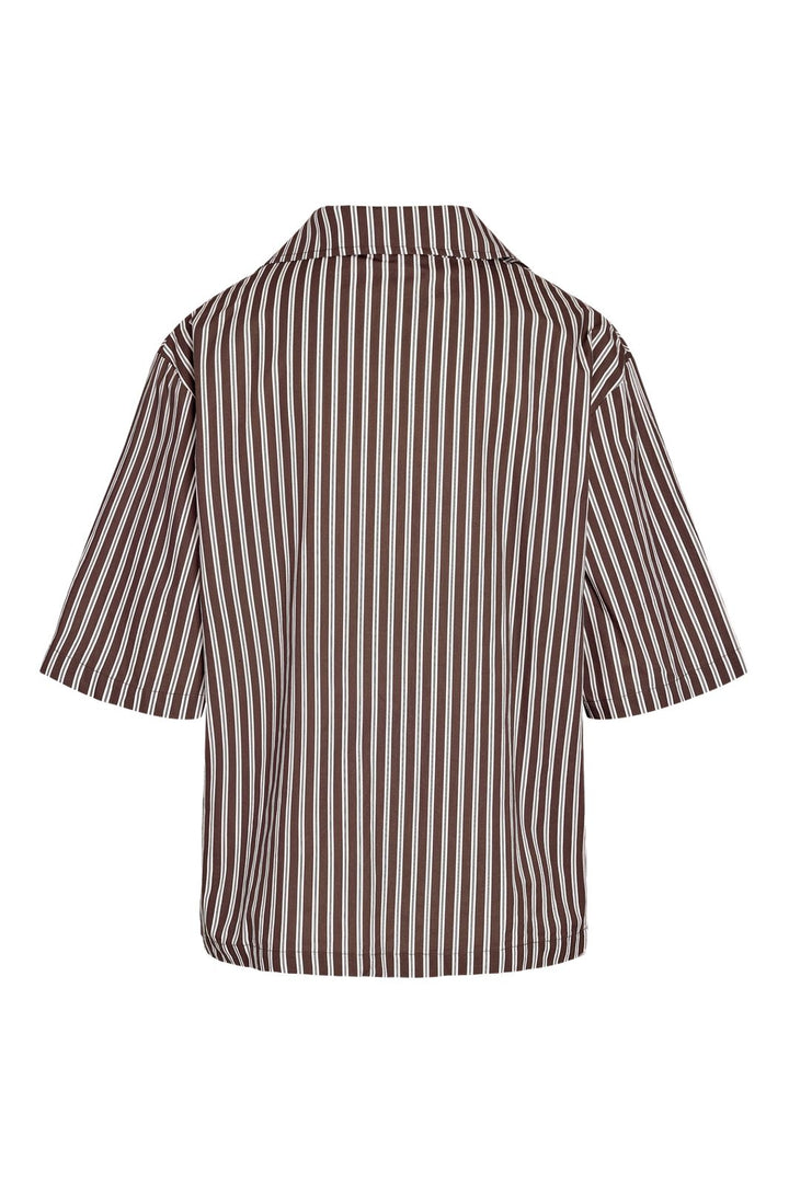 Noisy May - Nmfrida 2/4 Stripe Button Shirt - 5191105 Chocolate Brown Birch