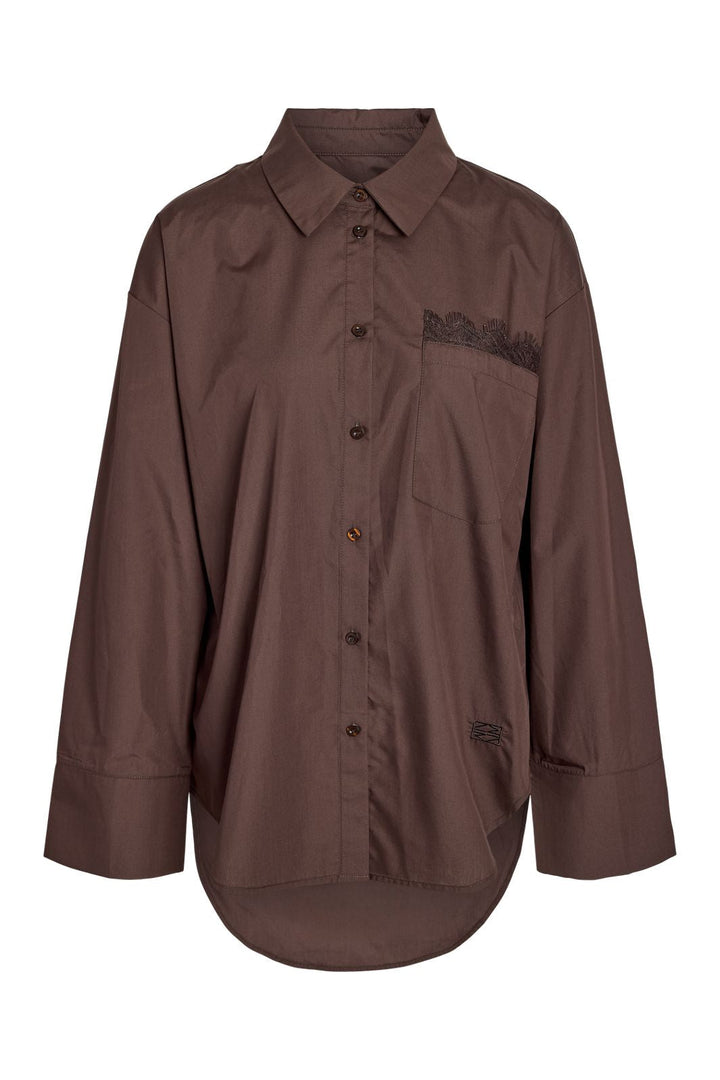 Noisy May - Nmfrida L/S Button Lace Shirt Tnt/17 - 5208206 Puce