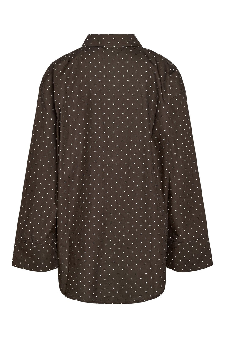 Noisy May - Nmfrida L/S Button Shirt Box - 5091867 Chocolate Brown White Dots