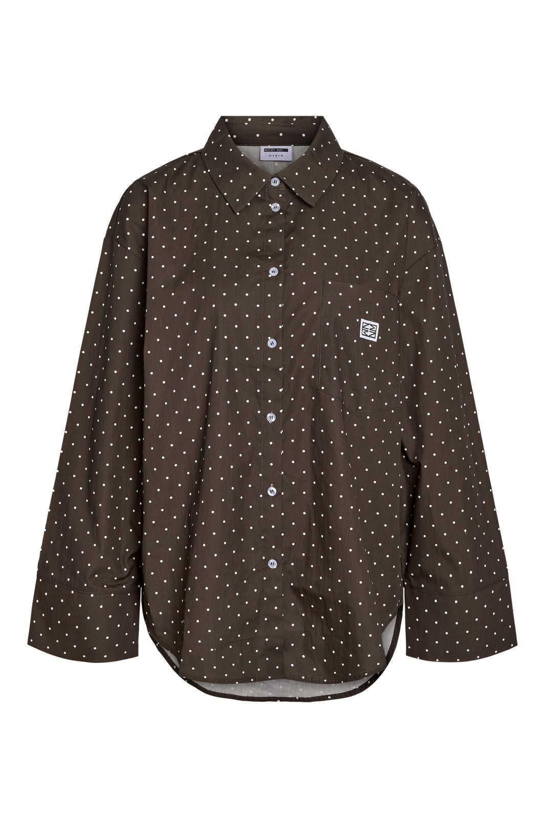 Noisy May - Nmfrida L/S Button Shirt Box - 5091867 Chocolate Brown White Dots