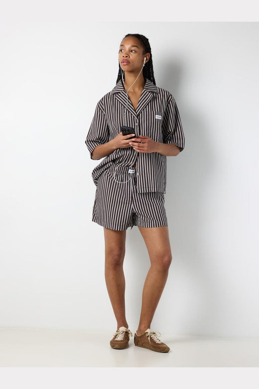 Noisy May - Nmfrida Stripe Shorts - 5191130 Chocolate Brown Birch