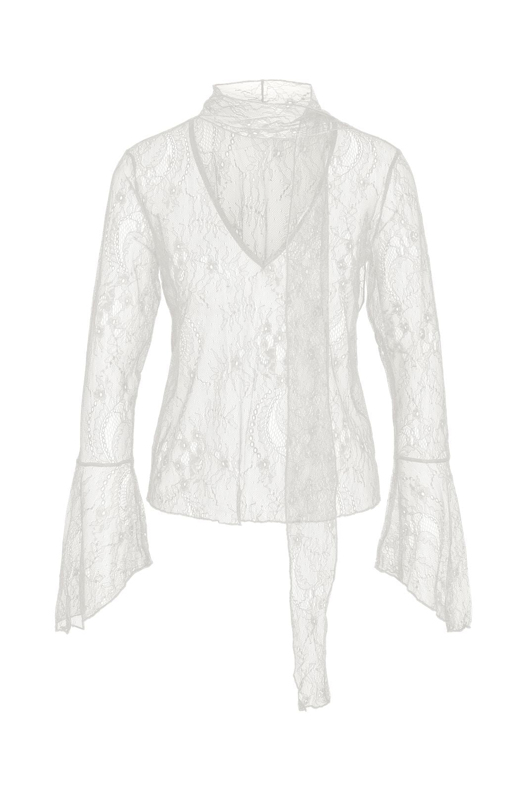 Noisy May - Nmida L/S Lace Scarf Top - 5214024 Cloud Dancer