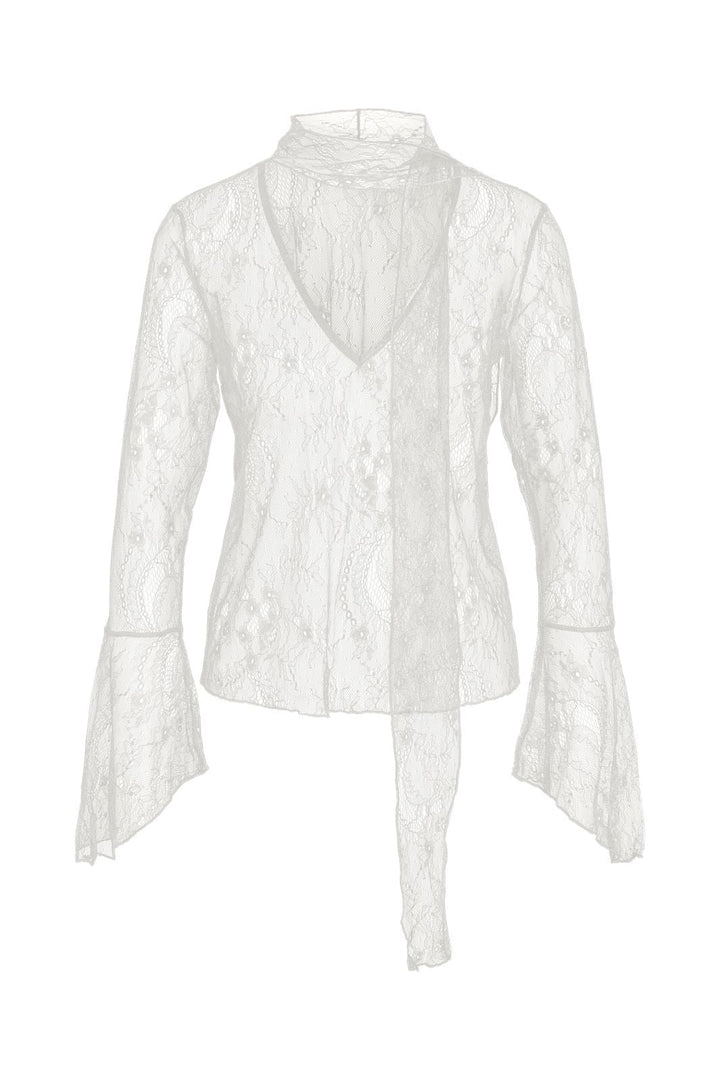 Noisy May - Nmida L/S Lace Scarf Top - 5214024 Cloud Dancer