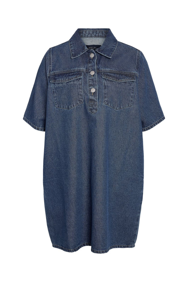 Noisy May - Nmindie S/S Short Dress Az426Mb - 4914585 Medium Blue Denim