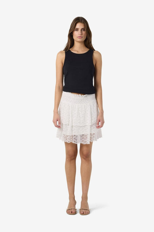 Noisy May - Nmisabel Nw Short Layered Skirt - 4949076 Cloud Dancer Lace