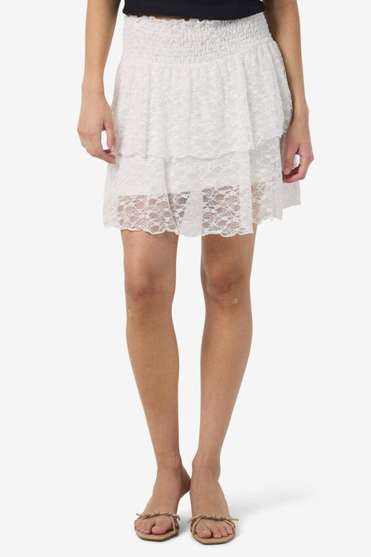 Noisy May - Nmisabel Nw Short Layered Skirt - 4949076 Cloud Dancer Lace