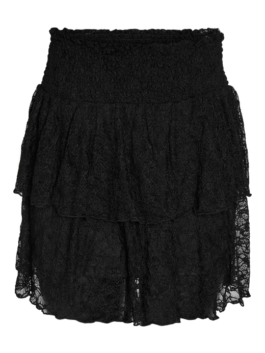 Noisy May - Nmisabel Nw Short Layered Skirt - 4949078 Black Lace Nederdele 