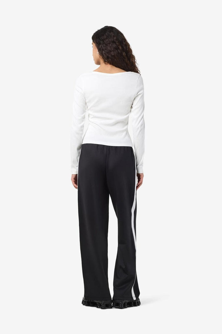 Noisy May - Nmjudy L/S Embr Top - 4863106 Cloud Dancer Black Embr