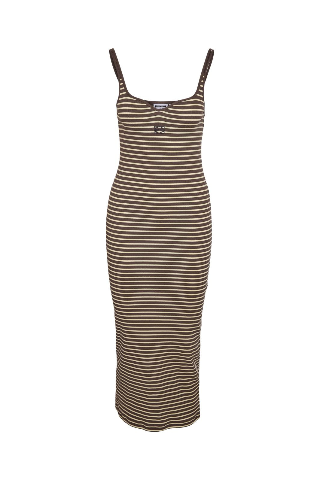 Noisy May - Nmjudy S/L Striped Midi Dress - 5012087 Chocolate Brown French Vanilla