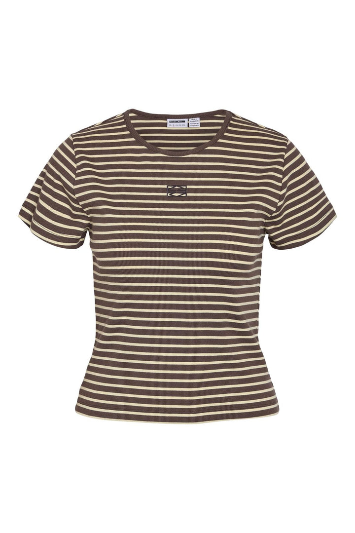 Noisy May - Nmjudy S/S Striped Baby Tee - 5012090 Chocolate Brown French Vanilla