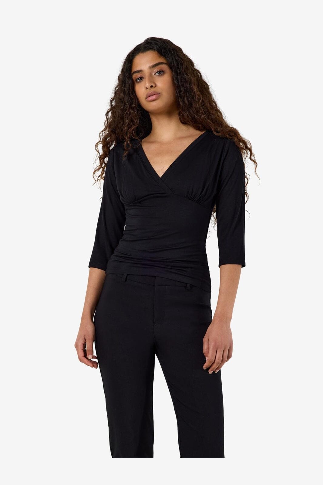 Noisy May - Nmjune 3/4 V-Neck Top - 5239150 Black