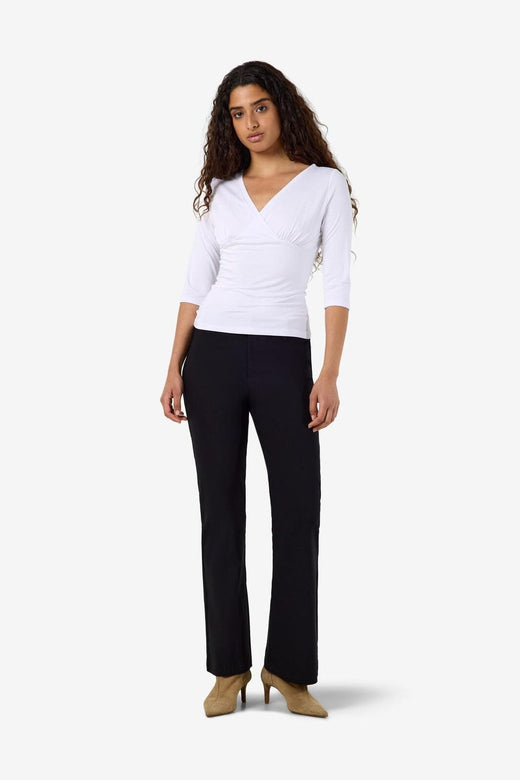 Noisy May - Nmjune 3/4 V-Neck Top - 5239151 Snow White