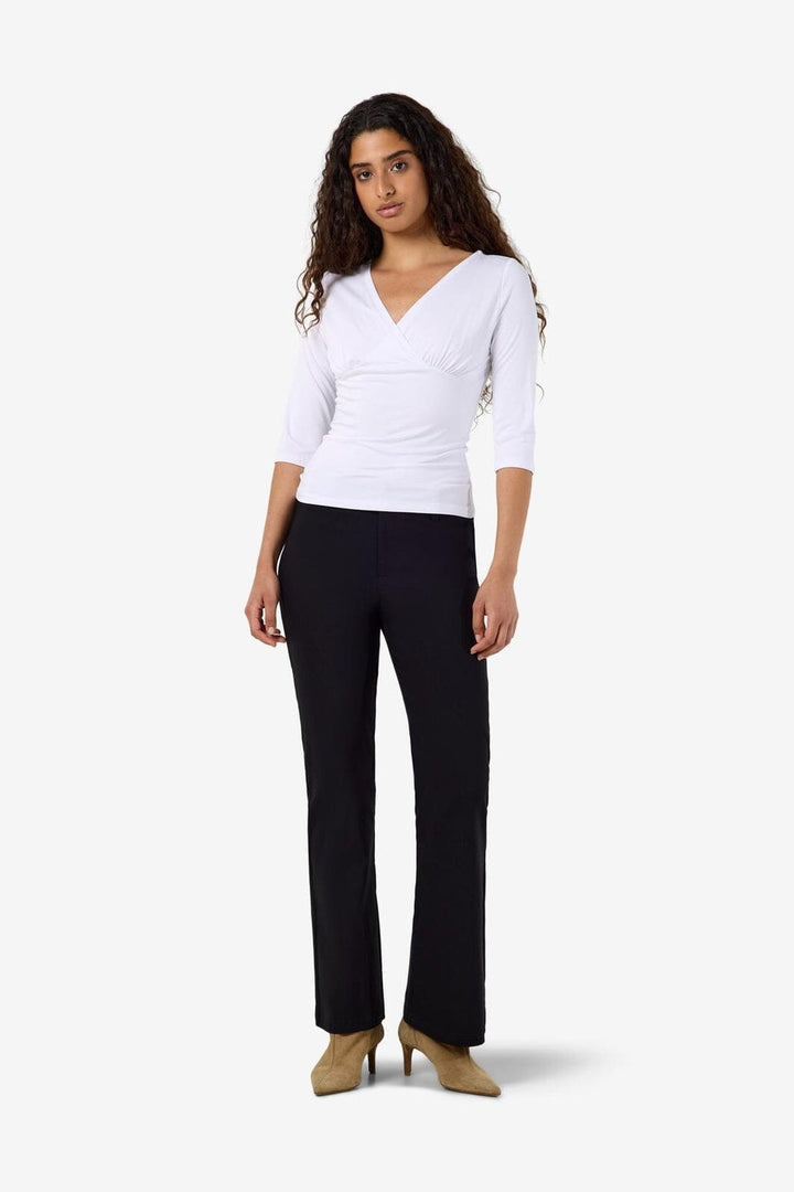 Noisy May - Nmjune 3/4 V-Neck Top - 5239151 Snow White