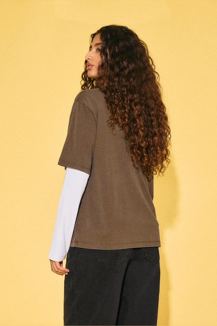Noisy May - Nmkarla S/S Washed T-Shirt - 5012107 Chocolate Brown Washed