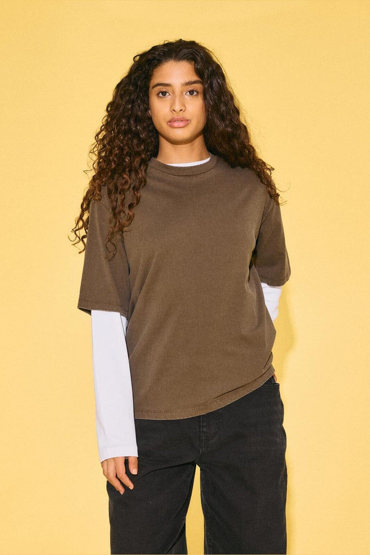 Noisy May - Nmkarla S/S Washed T-Shirt - 5012107 Chocolate Brown Washed
