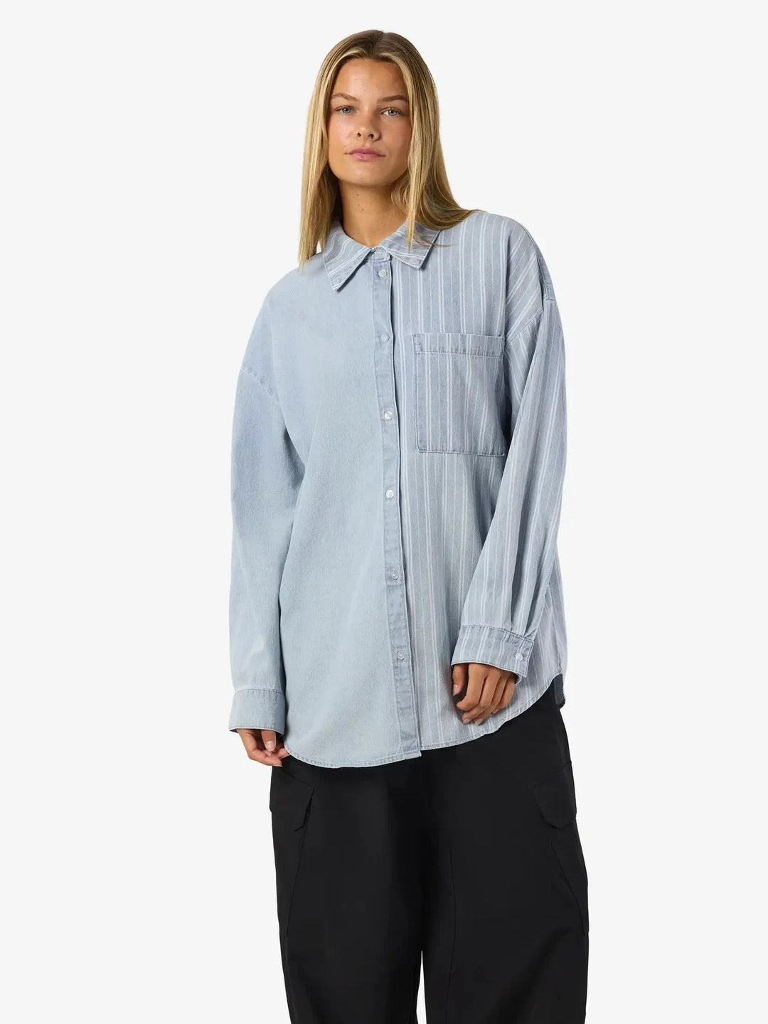Noisy May - Nmkatri L/S Oversized Shirt Bs006Lb - 4943917 Medium Blue Denim Skjorter 