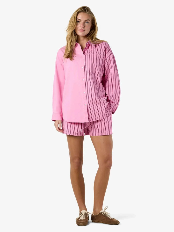 Noisy May - Nmkatri L/S Oversized Shirt Color - 5072656 Begonia Pink Skjorter 