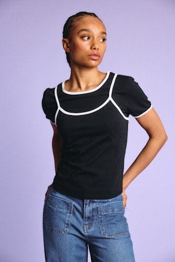 Noisy May - Nmkerry S/S Double Layer Top /Tnt14 - 5164569 Black White T-shirts 