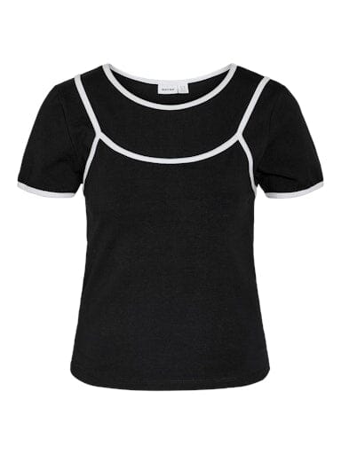 Noisy May - Nmkerry S/S Double Layer Top /Tnt14 - 5164569 Black White T-shirts 