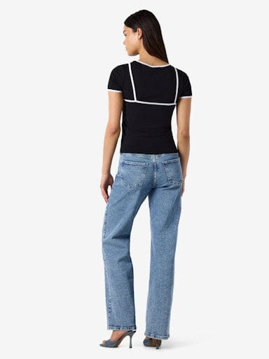 Noisy May - Nmkerry S/S Double Layer Top /Tnt14 - 5164569 Black White T-shirts 