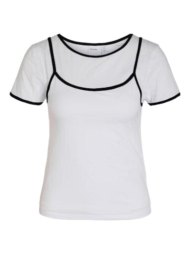 Noisy May - Nmkerry S/S Double Layer Top Tnt/14 - 5175287 Bright White Black T-shirts 