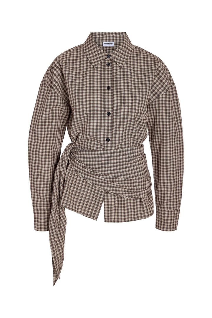 Noisy May - Nmkilah L/S Scarfshirt - 5185766 Oatmeal Chocolate Brown