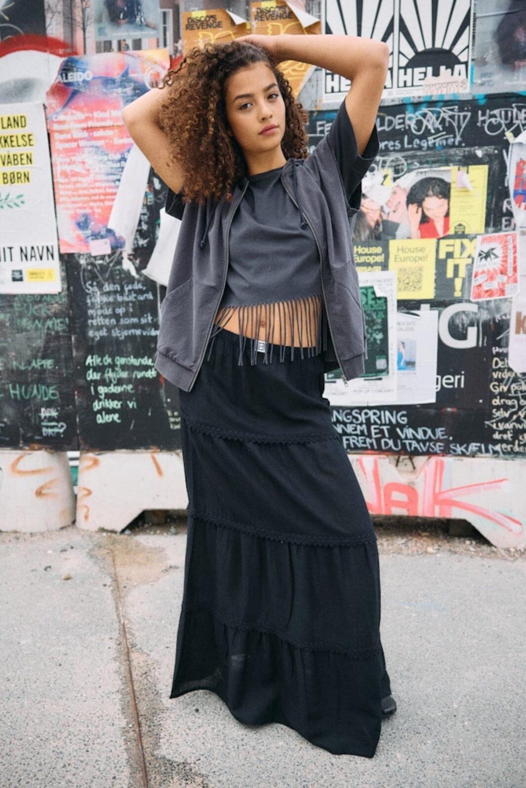 Noisy May - Nmleilani Sienna Nw Maxi Skirt Fwd - 4949068 Black Lace Nederdele 