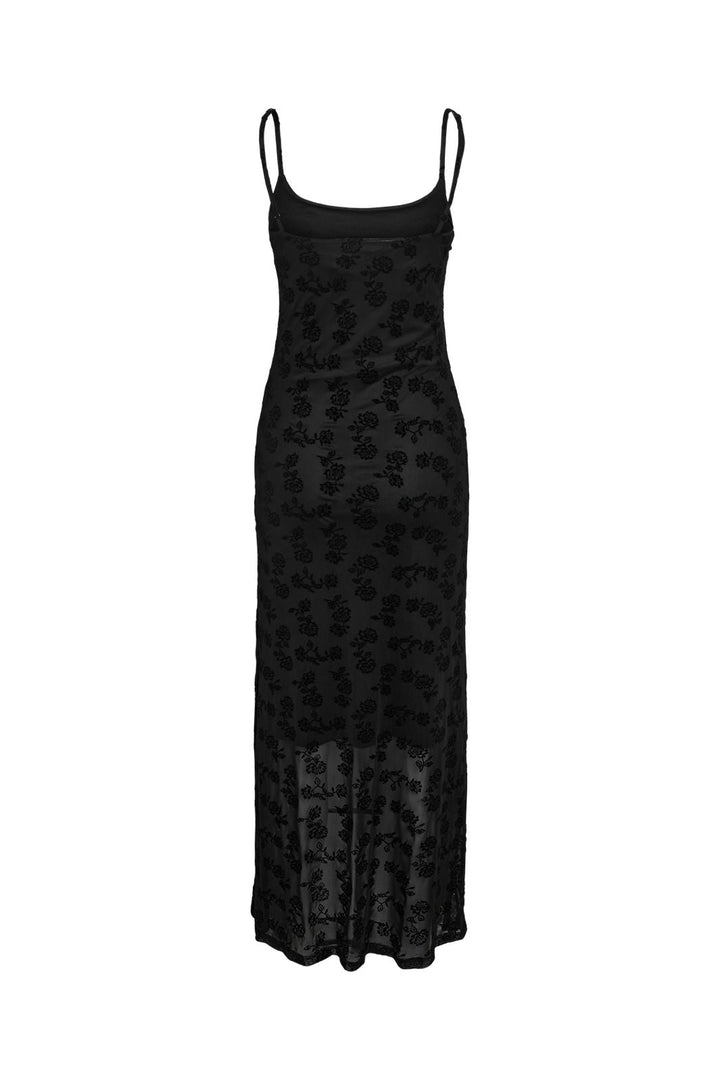 Noisy May - Nmlouise Mesh Flock Long Dress Fwd - 4980486 Black Flock