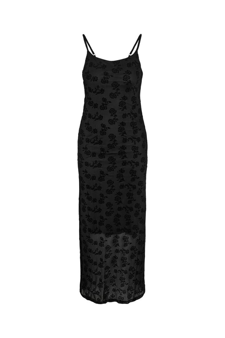 Noisy May - Nmlouise Mesh Flock Long Dress Fwd - 4980486 Black Flock