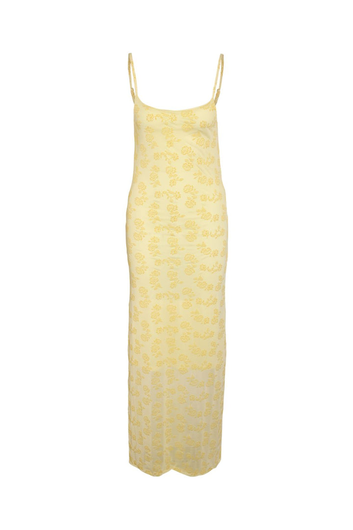 Noisy May - Nmlouise Mesh Flock Long Dress Fwd - 4988747 French Vanilla Flock