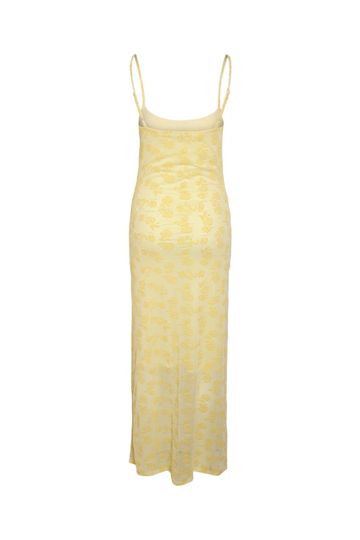 Noisy May - Nmlouise Mesh Flock Long Dress Fwd - 4988747 French Vanilla Flock