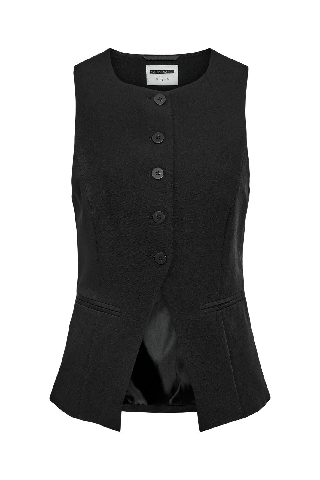 Noisy May - Nmmaile S/L O-Neck Waistcoat Fwd - 4821278 Black