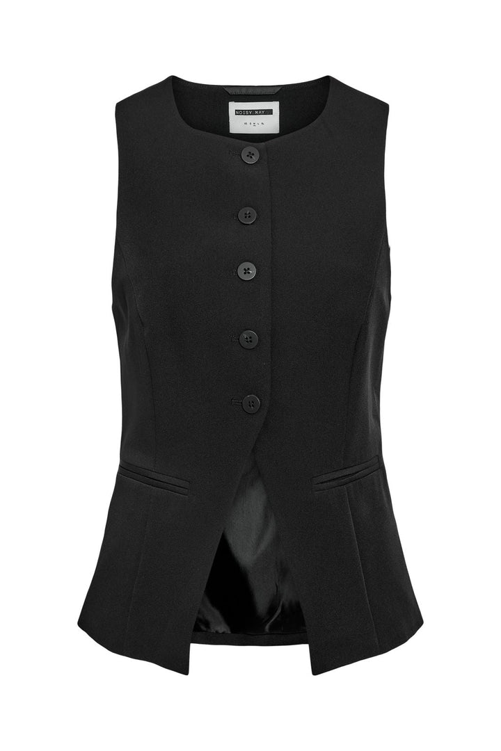 Noisy May - Nmmaile S/L O-Neck Waistcoat Fwd - 4821278 Black