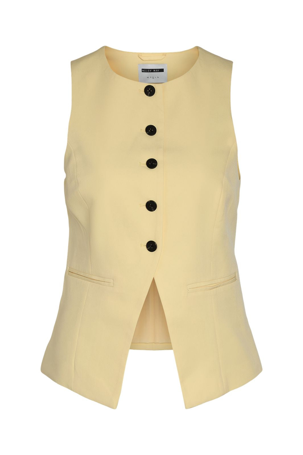 Noisy May - Nmmaile S/L O-Neck Waistcoat Fwd - 4980151 French Vanilla