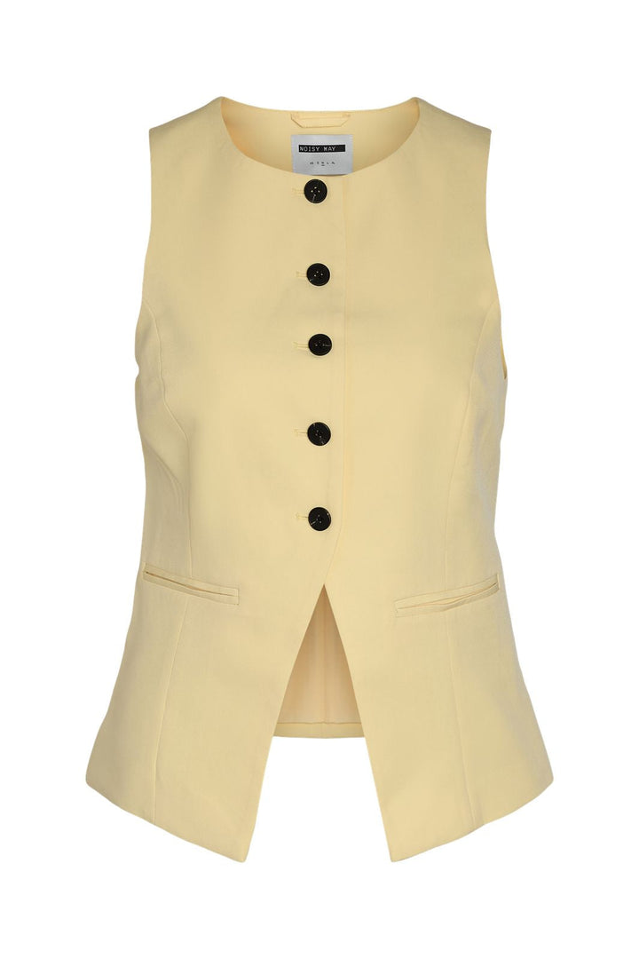 Noisy May - Nmmaile S/L O-Neck Waistcoat Fwd - 4980151 French Vanilla